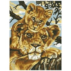 Алмазная мозаика Паутинка Львица со львенком, 35*45 см (ПАУ.М342)