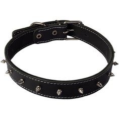 Ошейник с шипами кожаный двойной шир 15 мм, обх. шеи 21 - 27 см. Каскад