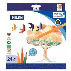 Карандаши цветные Milan акварельные, 24 цвета, 3-гранные