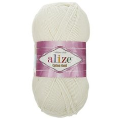 Пряжа ALIZE "Cotton Gold", 55% хлопок, 45% акрил, 330 м*100 г, 62 кремовая