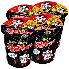 Лапша быстрого приготовления Hot Chicken острая курица Samyang, стакан 70 г х 4 шт