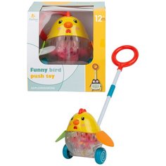 Каталка Цыпленок желтый для малышей от 12-ти месяцев/Цыпленок на палке со световыми и звуковыми эффектами/Цыпленок 2 в1 Panawealth Inter Holdings