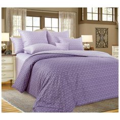 Комплект постельного белья на молнии Этюд фиолетовый 4 наволочки Евро Империя текстиля