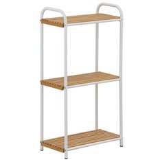 Этажерка-стеллаж My Space STBAM3P, 3 полки, белый/бамбук