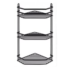 Полка в ванную угловая ES076B 3 яруса 20*20*50 чёрный матовый Tekno Tel