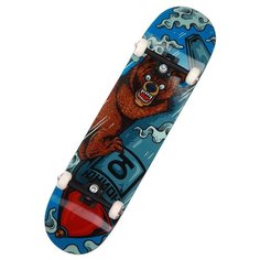 Скейтборд ЮНИОН Rocket Bear, 31.75x8.13, черный/синий