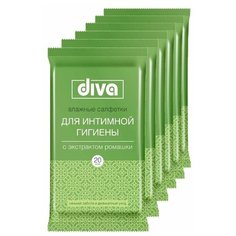 DIVA intimate № 20 влажные салфетки для интимной гигиены c экстрактом ромашки (6 шт.)