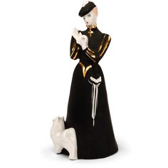 Скульптура. Дулёвский фарфоровый завод. Дама с собачкой (черная). Высота 22 см.