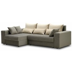 Угловой диван Майами, велюр, серо-бежевый, левый угол Ладья