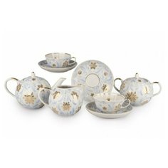 Сервиз чайный. Дулёвский фарфоровый завод. Форма Тюльпан. Рисунок Снежинка. 15 предметов.