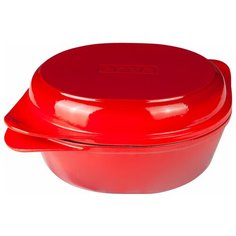 Чугунная эмалированная двойная форма для запекания 3.56 л, 24х27 см, красный, Lava LV P EK 2427 R