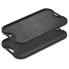 Поднос - гриль прямоугольный с ручками 50x26 см, двухсторонний, чугун, черный Lodge LPGI3