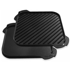 Поднос-гриль квадратный 26х26 см. двухсторонний, черный, чугун Lodge LSRG3