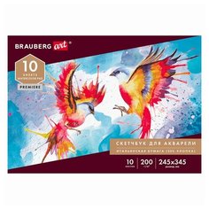 Альбом для акварели, бумага ИТАЛИЯ 200г/м 25% хлопок 245х345мм, 10л, BRAUBERG ART PREMIERE, 105911