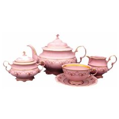 Чайный сервиз на 6 персон 15 предметов Leander "Соната /Розовый цветок" розовая / 085536