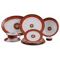 Столовый сервиз на 6 персон 24 предмета (без супника) Leander "Сабина /Версаче /Красная лента" / 159107