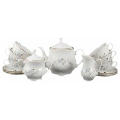 Чайный сервиз на 6 персон 15 предметов Cmielow "Рококо /Голубой цветок" (200 мл) / 061493