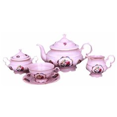 Чайный сервиз на 6 персон 15 предметов Leander "Соната /Полевые цветы" розовая / 158465