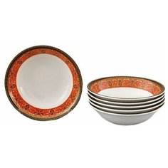 Набор салатников 13 см 6 шт Leander "Сабина /Цветочный узор на красном" / 159051