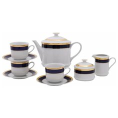 Чайный сервиз на 6 персон 15 предметов Leander "Сабина /Золотая лента /Кобальт" / 159044