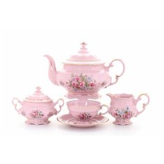 Чайный сервиз на 6 персон 15 предметов Leander "Соната /Цветы" розовый / 158073