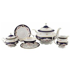 Чайный сервиз на 6 персон 15 предметов Leander "Соната /Бледные цветы /Кобальт" / 158307