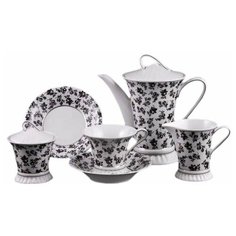 Чайный сервиз на 6 персон 15 предметов Leander "Светлана /Черно-белая фантазия /платина" / 158551