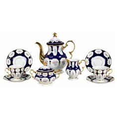 Кофейный сервиз на 6 персон 15 предметов (150 мл) Leander "Соната /Кобальт /Розы" / 085493