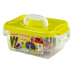 Пластилин в боксе юнландия, 24 цвета, 500 г, скалка, 3 стека, 15 формочек, 105865