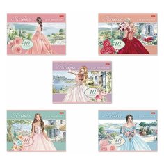 Альбом для рисования А4, 40л Hatber "Грёзы принцесс" (100 г/кв.м, скрепка, 205х290мм) 14шт. (40А4В)