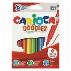 Набор фломастеров 12 цветов Carioca Doodles (линия 2.6мм, суперсмываемые) 6 уп. (42314)
