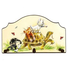 Вешалка для полотенец с тремя деревянными крючками "Поехали!" Евростиль