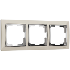 WL03-Frame-03-ivory /Рамка на 3 поста (слоновая кость/хром) Веркель Werkel