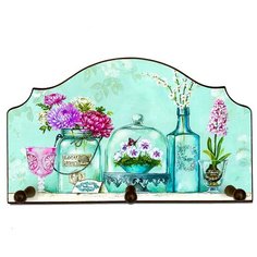 Вешалка для полотенец с тремя деревянными крючками "Цветы" Евростиль