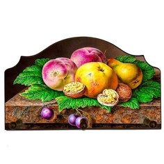 Вешалка для полотенец с тремя деревянными крючками "Дары осени" Евростиль