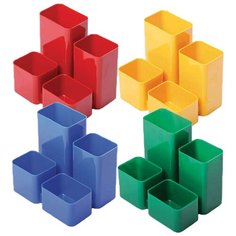 Подставка-органайзер СТАММ "Юниор", 86х108х102 мм, 4 отделения, ассорти, ОР305