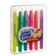 Набор гелевых карандашей для рисования Bondibon 6 цветов, в пластиковой коробке, ВОХ