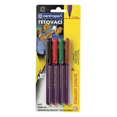 Набор фломастеров 4 цвета Centropen Tattoo (+ 16 трафаретов, для временной татуировки) (2880/4)