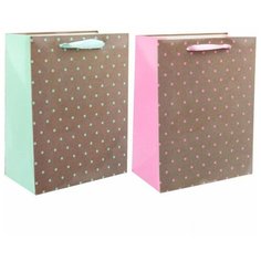 Пакет подарочный бумажный 17,8x22,9x9,8см Veld-co "Милый горошек", ламинированный, 12шт. (63910)