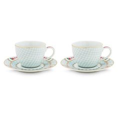 Набор из 2-х чашечек для эспрессо с блюдцем Pip Studio Blushing Birds White, 120 мл, 51.004.086