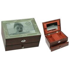 Шкатулка-фоторамка ювелирная "MORETTO" 2-ярусная 18*13*10см, 39803