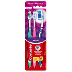 Зубная щетка Colgate Зиг Заг многофункциональная, средней жесткости, в ассортименте, 3 шт.