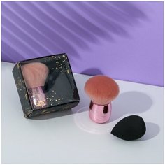 Кисть для макияжа со спонжем "Слушай сердце "8,9 х 4,9 х 8,9 см Арт Узор