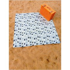 Плед для пикника и пляжа Lili Dreams 150х150см Коты в серо-голубом