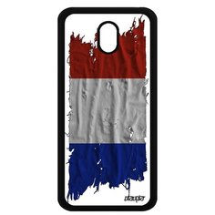Чехол на смартфон Samsung Galaxy J3 2017, "Флаг Франции на ткани" Государственный Патриот Utaupia
