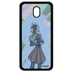 Чехол на смартфон Galaxy J3 2017, "Девушка и цветы" Портрет Модель Utaupia