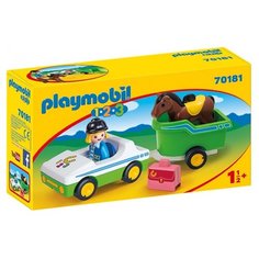 Конструктор Playmobil 1-2-3 70181 Машина с трейлером для лошади
