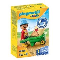 Конструктор Playmobil 1-2-3 70409 Строитель с тележкой