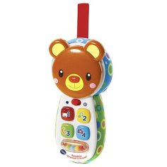 Интерактивная развивающая игрушка VTech Телефон Отвечай и играй, белый/коричневый/голубой