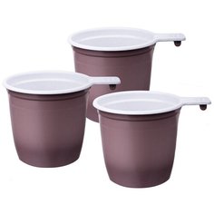 Лайма Чашки для чая и кофе одноразовые пластиковые Бюджет, 200 мл, 50 шт., коричневый/белый